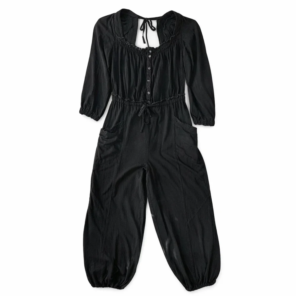 Daily Practice Anthropologie Mayotte Jumpsuit Black Long Sleeve Boho Size S - Picture 2 of 10